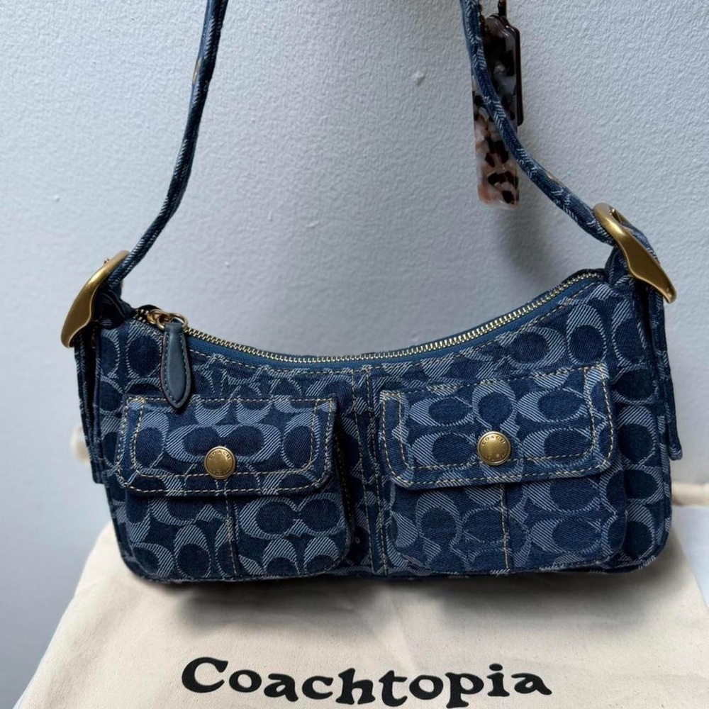 Coach Coachtopia Blue denim signature cargo Shoulder Bag